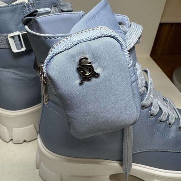 Steve Madden Women 11 M Light Blue Lace Up Combat Tanker Boots NEW GH8 - Picture 3 of 5